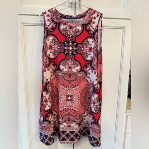 Apt. 9 sleeveless swing dress size XL pink with navy detailing.